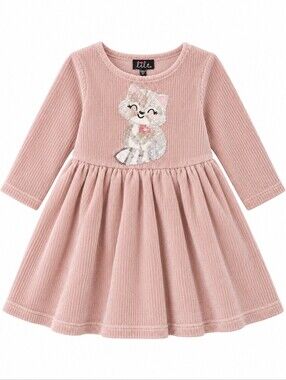 Lilt girls size 2T dress in a soft blush/dusty pink Chenille Sequin Cat